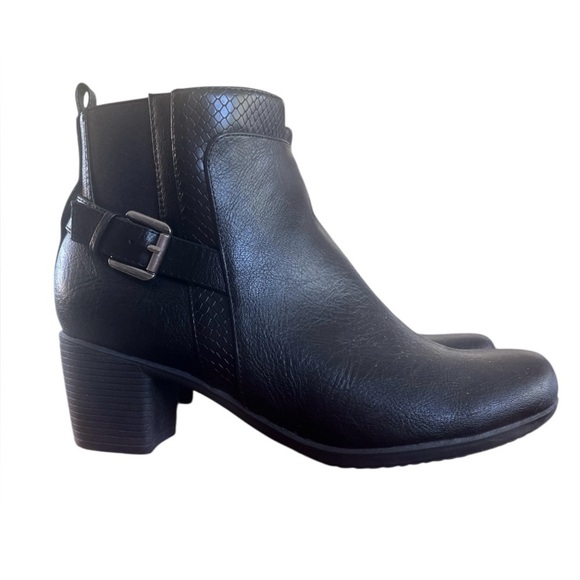 Classic Black Ankle Boots with Buckle Detail - Picture 4 of 9